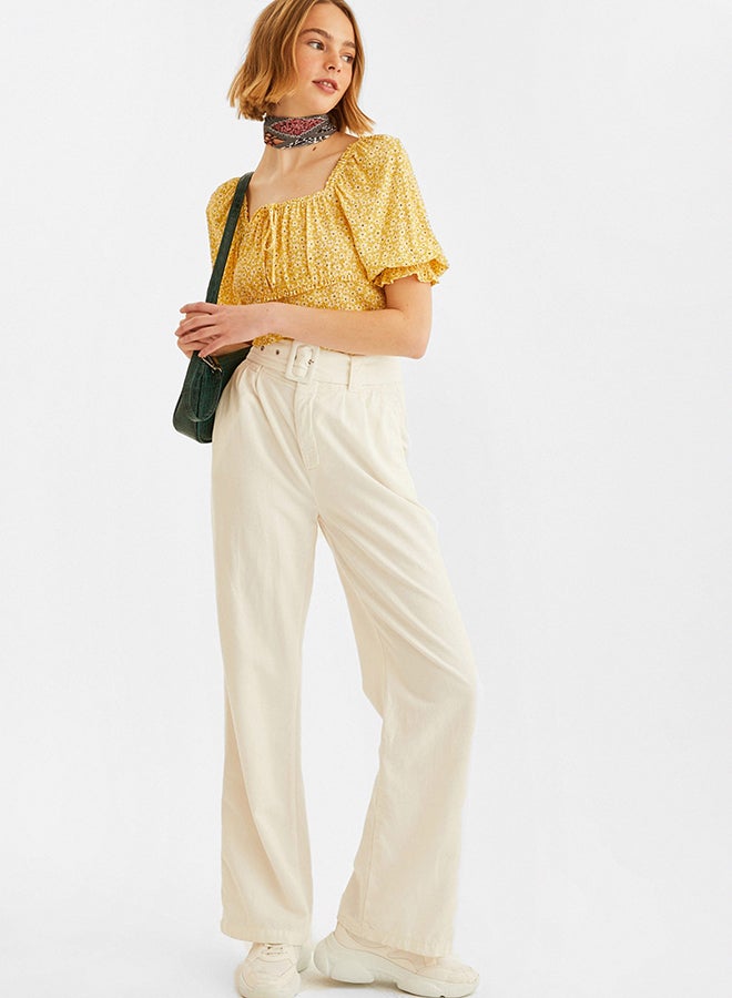 OXXO - Cropped Blouse Yellow/White - Image 1