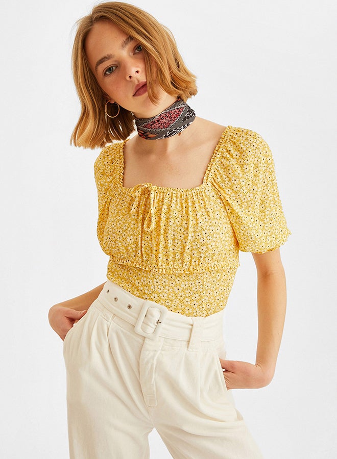 OXXO - Cropped Blouse Yellow/White - Image 1