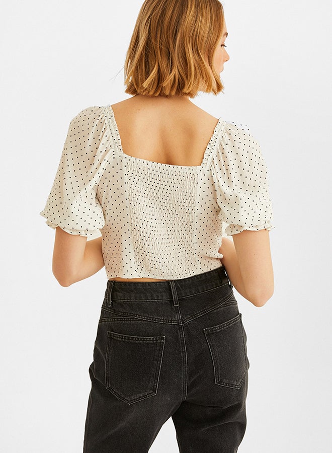 OXXO - Cropped Blouse White/Black - Image 1