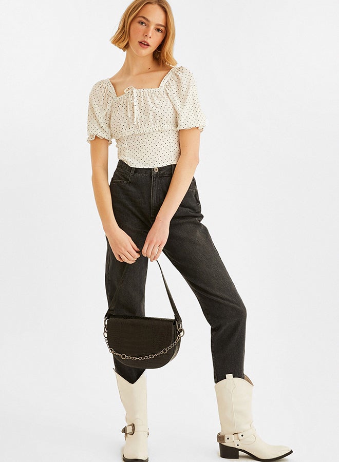 OXXO - Cropped Blouse White/Black - Image 1