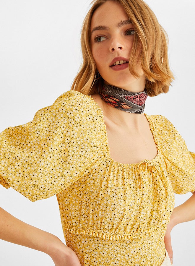 OXXO - Cropped Blouse Yellow/White - Image 1