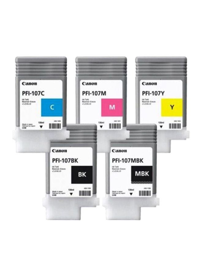 Canon 5-Piece PFI107 Ink Cartridge Toner Set - Image 1