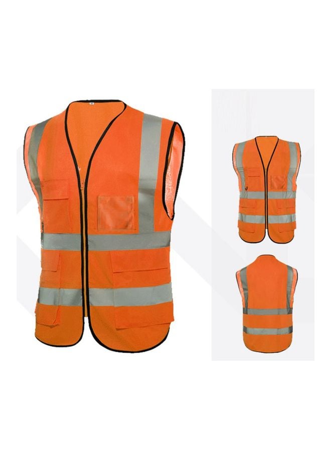High Visibility Reflective Safety Vest Orange/Silver S - Image 2