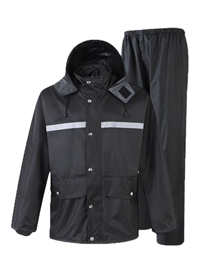 2-Piece Reflective Rain Wear Suit Black/Silver M - Image 1