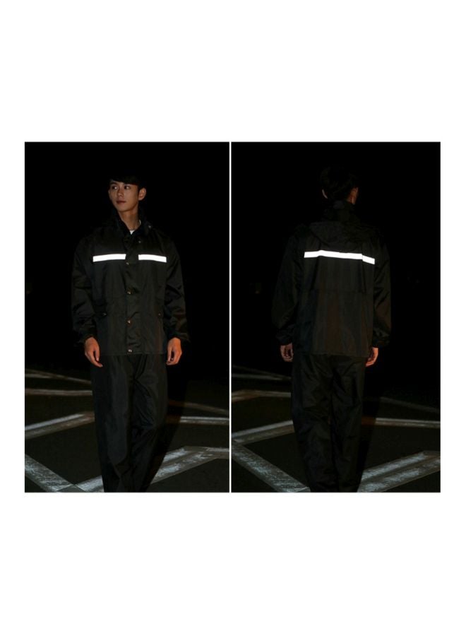 2-Piece Reflective Rain Wear Suit Black/Silver M - Image 2