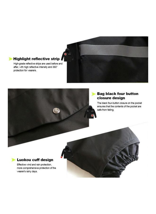 2-Piece Reflective Rain Wear Suit Black/Silver M - Image 5
