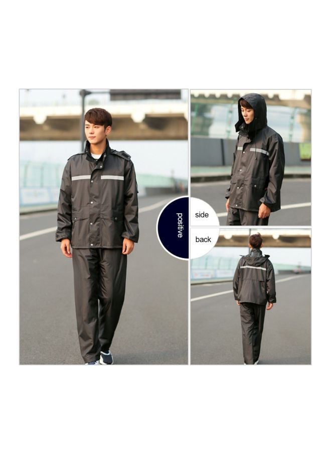 2-Piece Reflective Rain Wear Suit Black/Silver M - Image 3