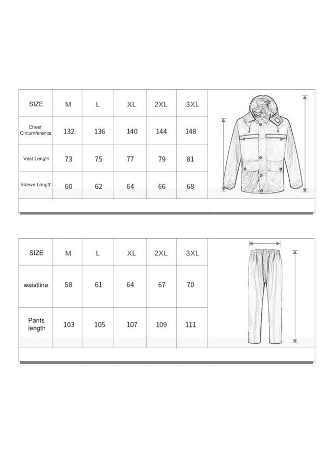 2-Piece Reflective Rain Wear Suit Black/Silver XXXL - Image 4
