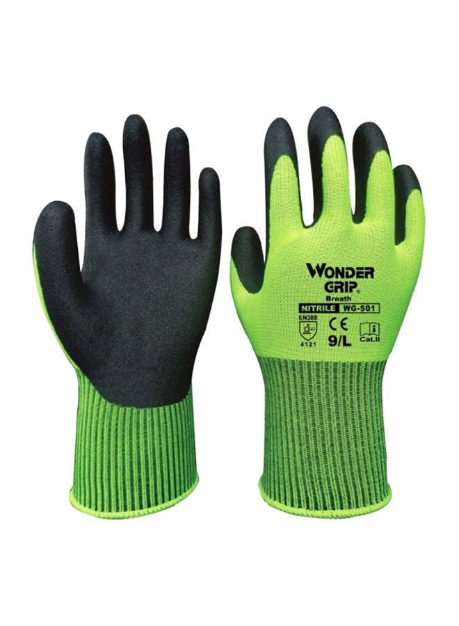 Wonder Grip Nylon Abrasion Proof Gloves Green/Black XL  - Image 1