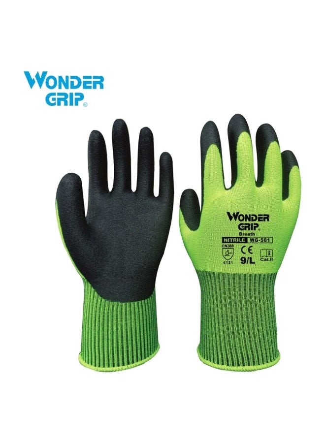 Wonder Grip Nylon Abrasion Proof Gloves Green/Black XL  - Image 3