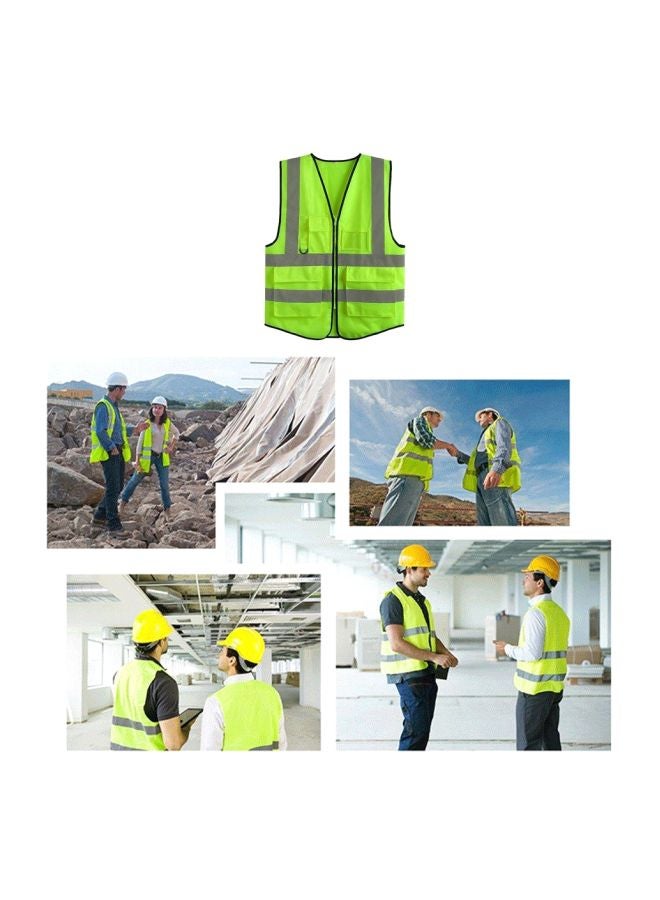 High Visibility Safety Vest With Reflective Strips Green/Grey/Black S  - Image 2