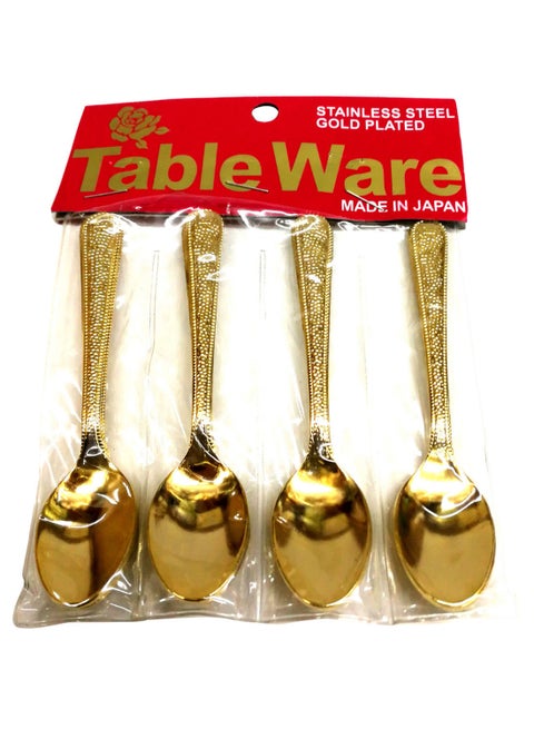 12-Piece Tea Spoon Set Gold 10cm