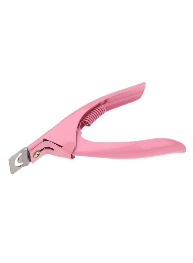 Professional False Tip Nail Art Clipper Pink/Silver - Image 1