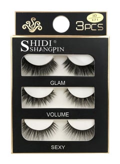 SHIDISHANGPIN Pair Of 3 3D Mink False Eyelashes Extension Black  - Image 1
