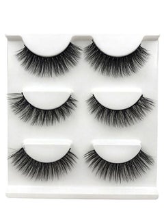SHIDISHANGPIN Pair Of 3 3D Mink False Eyelashes Extension Black  - Image 2