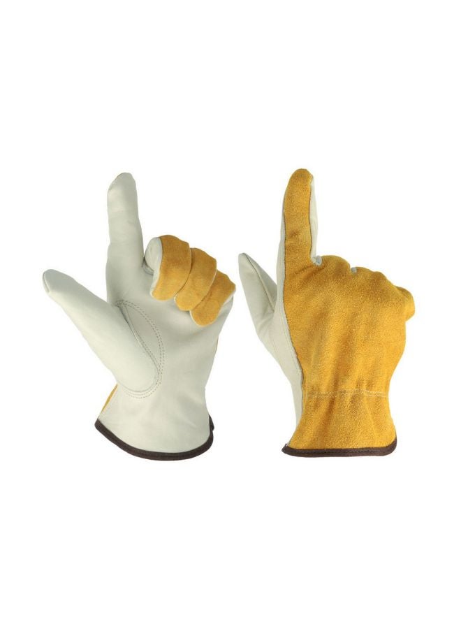 2-Piece Leather Gloves Orange/White L - Image 3