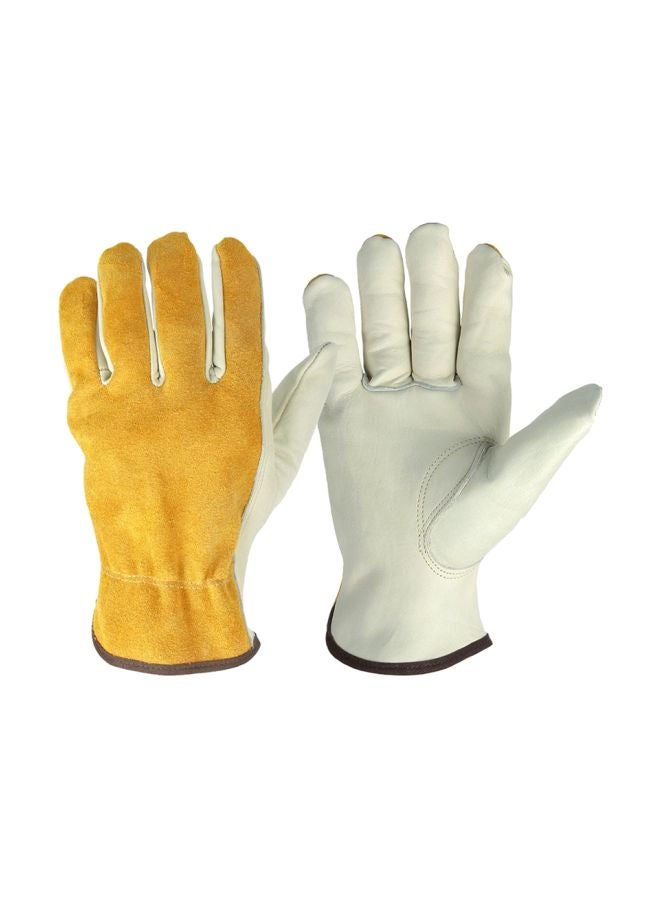 2-Piece Leather Gloves Orange/White XL - Image 1