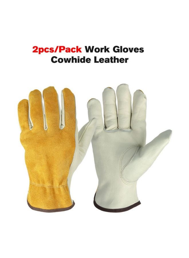 2-Piece Leather Gloves Orange/White XL - Image 4