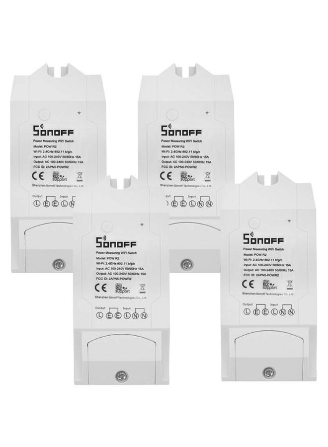 4-Piece Wi-Fi Sonoff Pow Smart Switch Set White 