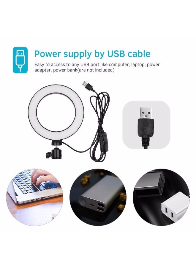 مصباح حلقي LED للتصوير مزود بإكسسوارات أبيض - Image 2