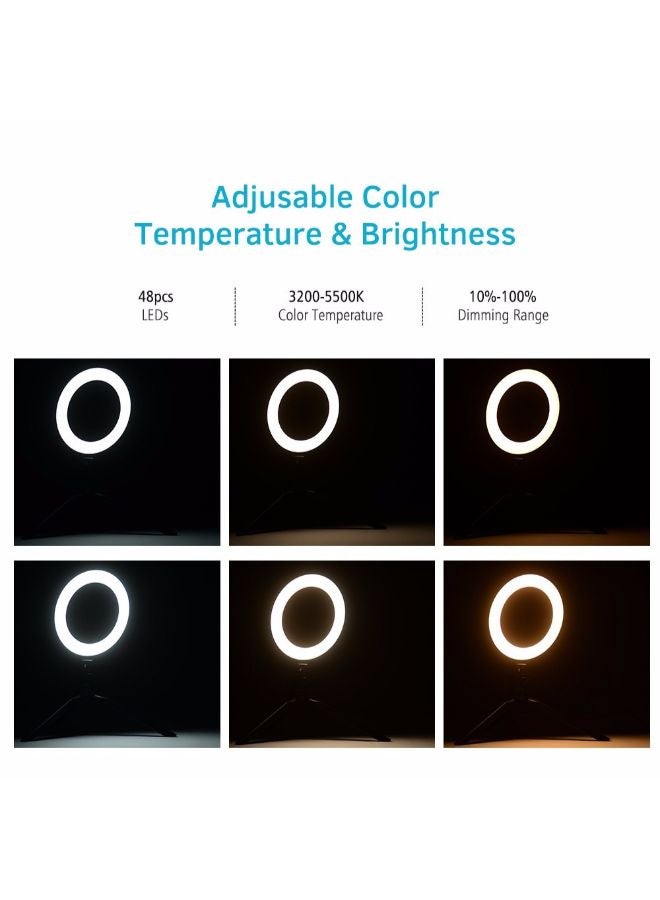 مصباح حلقي LED للتصوير مزود بإكسسوارات أبيض - Image 3