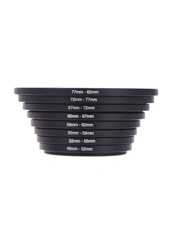 8-Piece Filter Step Up Ring Adapter Black/Clear  - Image 1