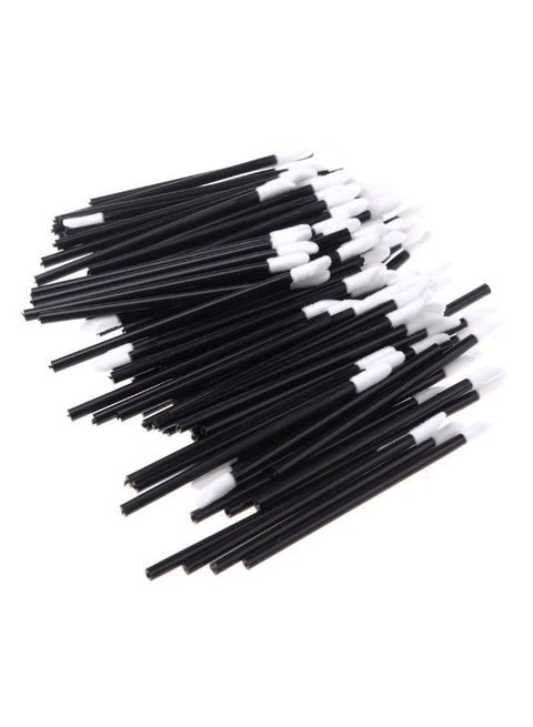 100-Piece Disposable Lip Gloss Applicator Brush Set Black/White