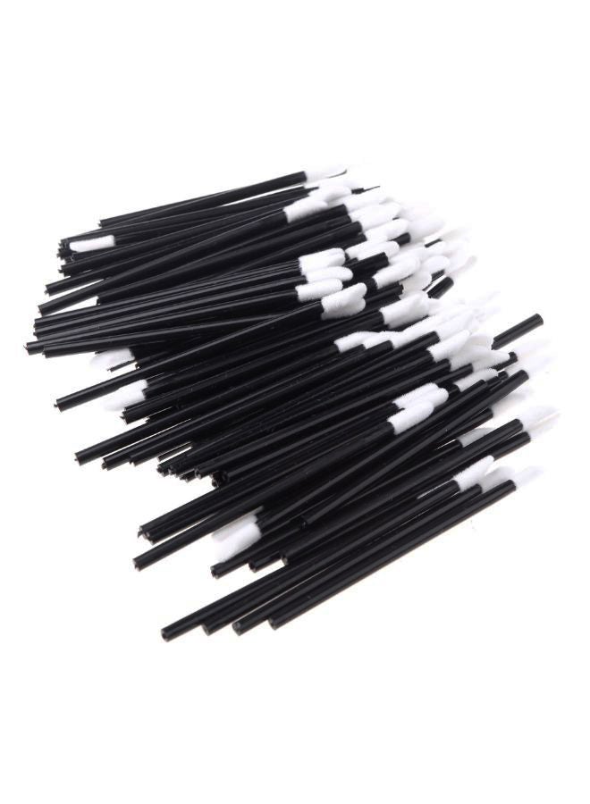 طقم فرش لوضع ملمع الشفاه للاستخدام مرة واحدة مكون من 100 قطعة أسود/ أبيض - Image 1