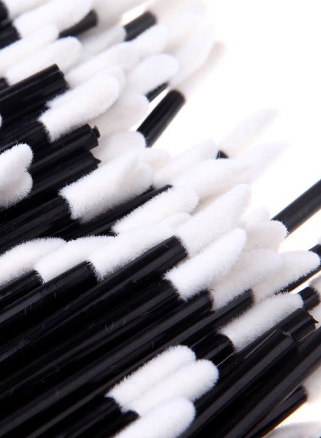 طقم فرش لوضع ملمع الشفاه للاستخدام مرة واحدة مكون من 100 قطعة أسود/ أبيض - Image 2