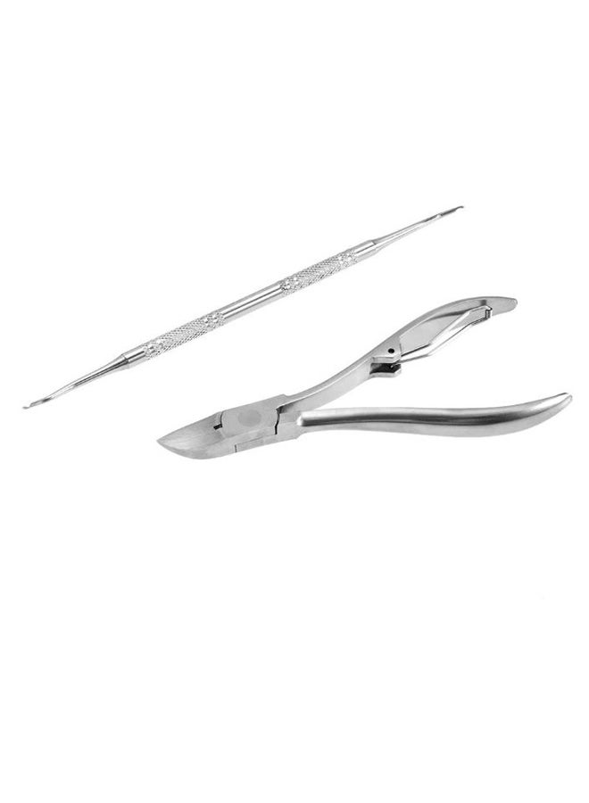 Generic Nail Cuticle Nipper With Pusher Silver  - Image 2