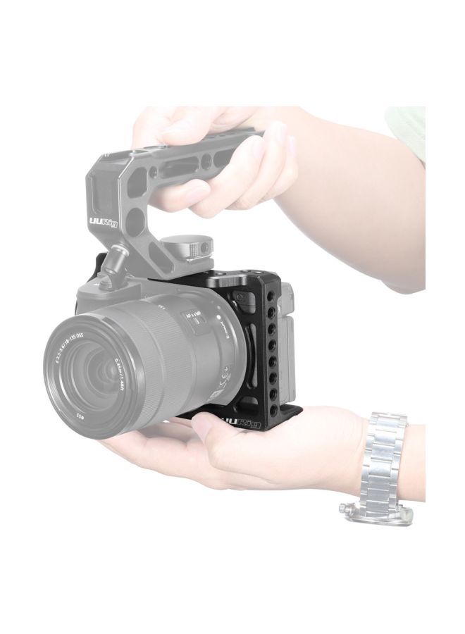 Aluminum Alloy Camera Cage With Cold Shoe For Sony A6600 Black  - Image 3