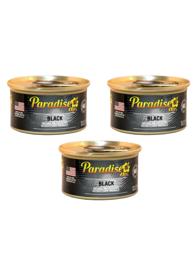 Paradise Air 3-Piece Black Organic Car Air Freshener Can Set 