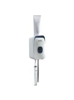 Wall Mounted Automatic Toothpaste Dispenser With Toothbrush Holder White 19x10.7x11.8centimeter