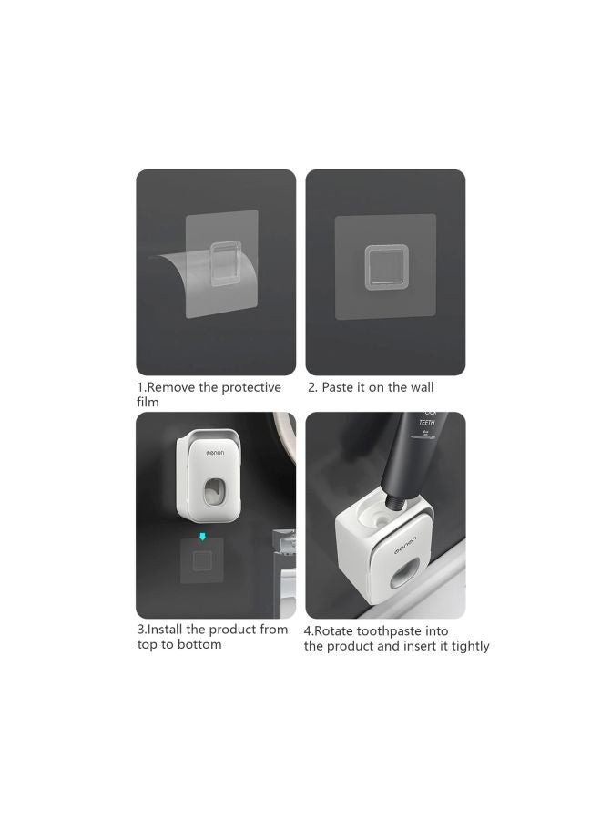 Generic Wall Mounted Automatic Toothpaste Dispenser With Toothbrush Holder White 19x10.7x11.8centimeter  - Image 2