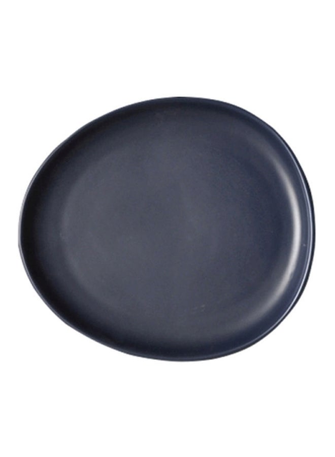 Shallow Porcelain Dessert Plate Matt Dark Blue 27cm 