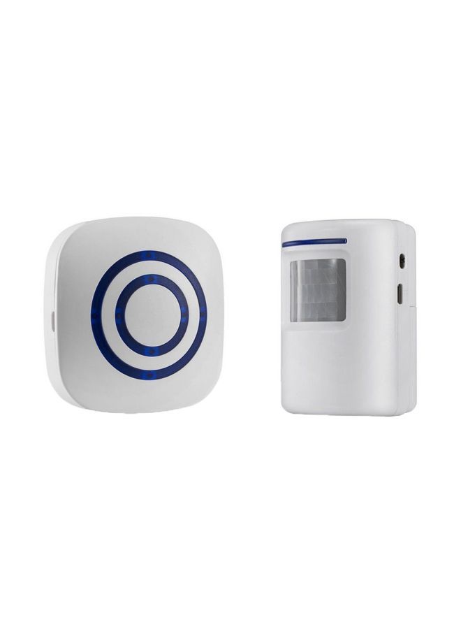 2-Piece PIR Sensor Infrared Induction Alarm Digital Doorbell White/Blue 10cm - Image 1