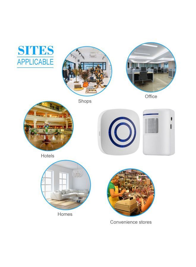 2-Piece PIR Sensor Infrared Induction Alarm Digital Doorbell White/Blue 10cm - Image 3