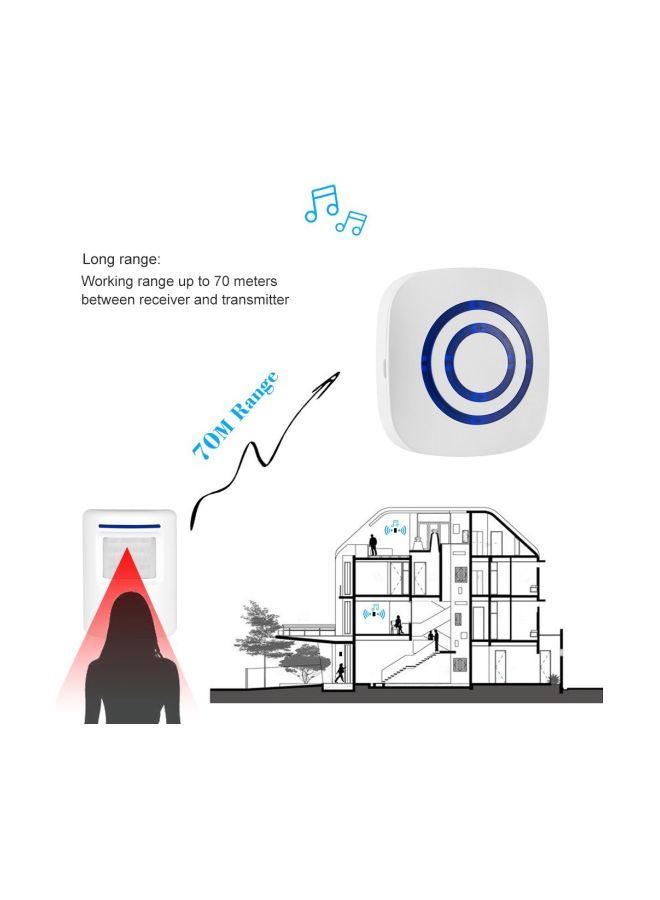 2-Piece PIR Sensor Infrared Induction Alarm Digital Doorbell White/Blue 10cm - Image 4