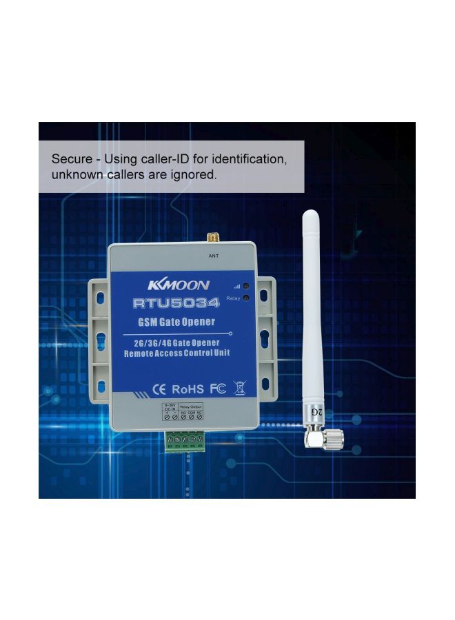 KKmoon - Remote On/Off Switch Free Call SMS Command GSM Door Gate Opener Blue/Grey/White 17x9.5x4cm - Image 1