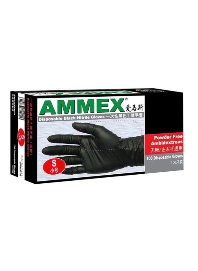 Ammex Pack Of 100 Disposable Gloves Black M - Image 1