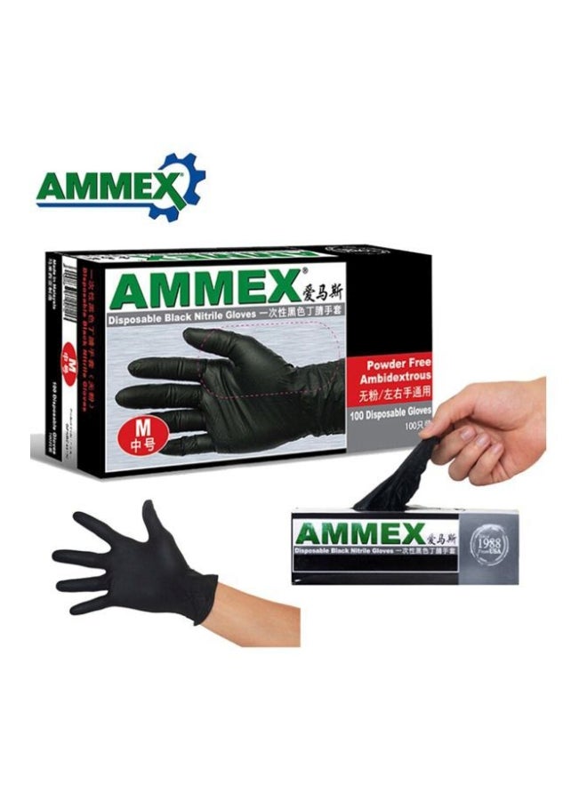 Ammex Pack Of 100 Disposable Gloves Black M - Image 3