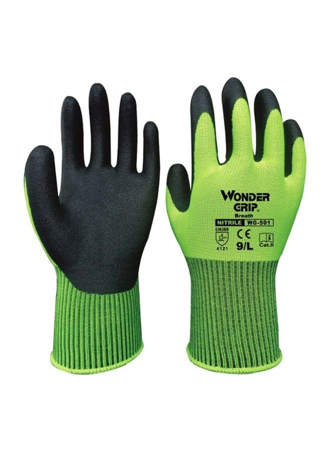 Pair Of 13 Gauge Nylon Abrasion Proof Gloves Green/Black S - v1585403800/N36236929A_1