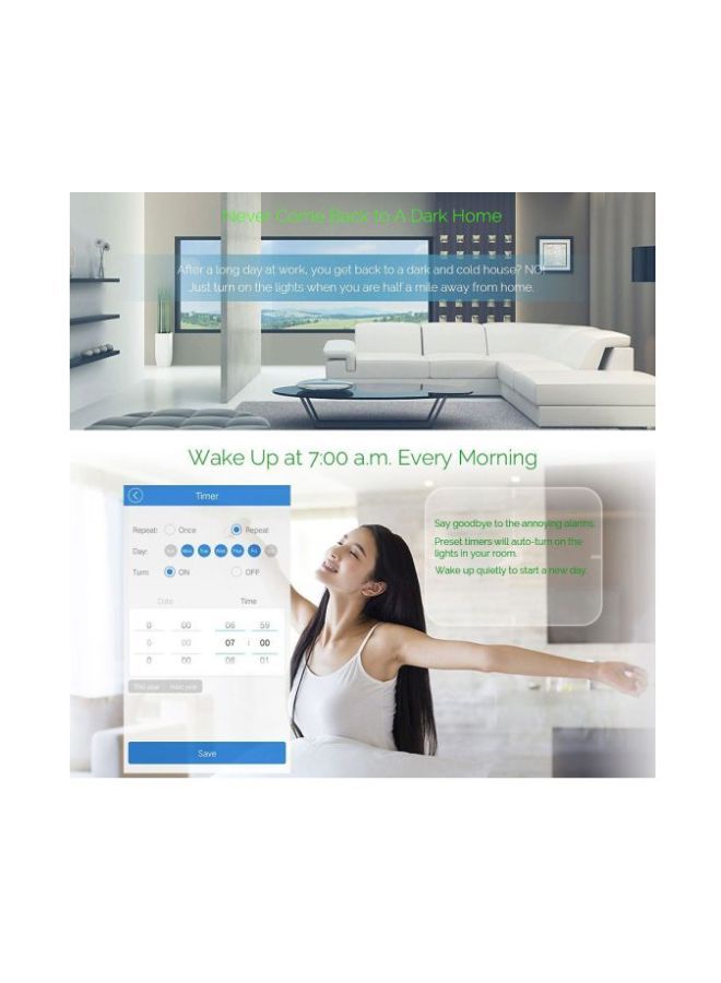 مفتاح جداري ذكي بإضاءة LED يعمل باللمس أبيض 86x32x86مم - Image 4