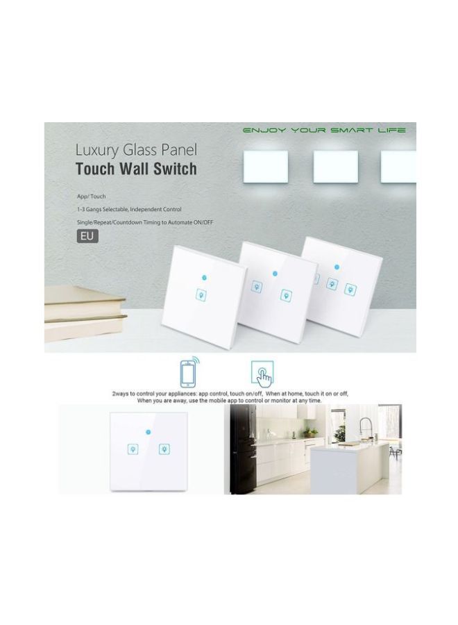 مفتاح جداري ذكي بإضاءة LED يعمل باللمس أبيض 86x32x86مم - Image 5