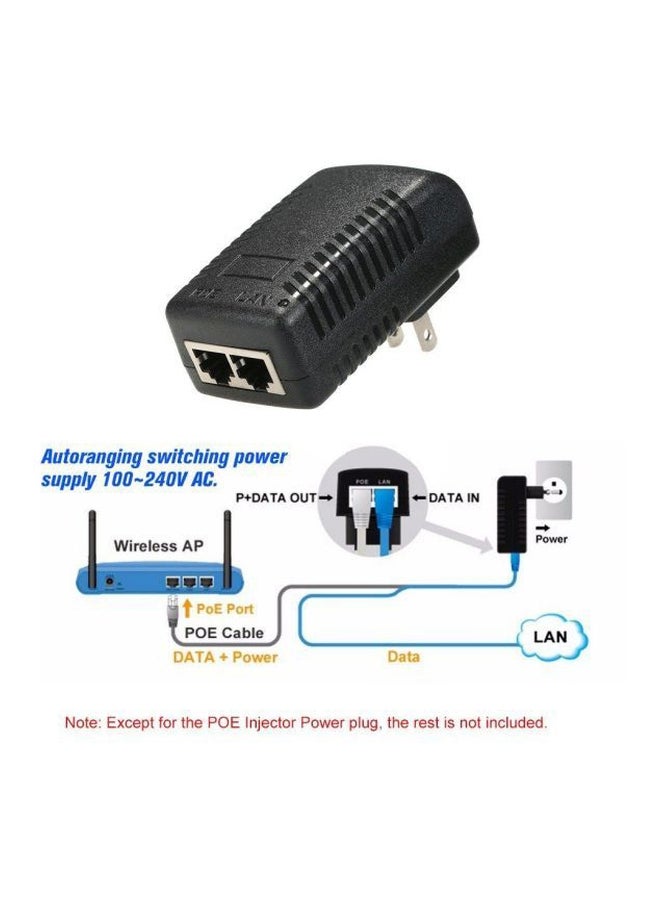 محول طاقة حاقن PoE أسود - Image 3