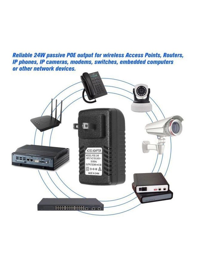 محول طاقة حاقن PoE أسود - Image 4