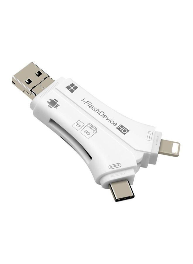 Beauenty 4-In-1 Universal Card Reader For Apple iPhone Pro 11 Max/5/6/7/8/iPad/MacBook/Android Camera White  - Image 1