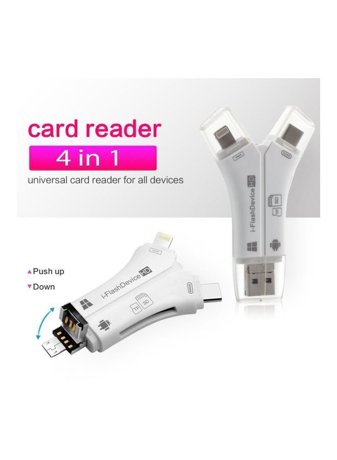 Beauenty 4-In-1 Universal Card Reader For Apple iPhone Pro 11 Max/5/6/7/8/iPad/MacBook/Android Camera White  - Image 2