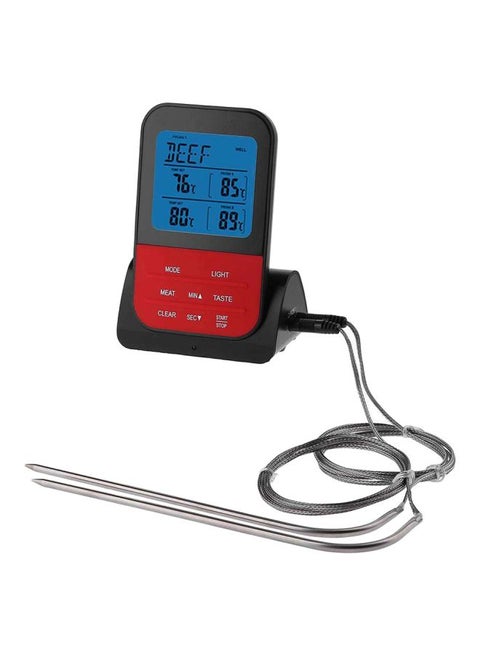 Digital Grill Thermometer With Wireless Remote Black/Red/Grey