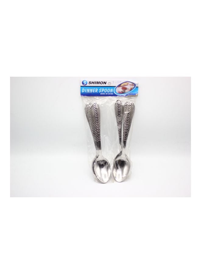 Generic Pack Of 12 Stainless Steel Dinner Spoon Set Silver 18cm  - Image 2